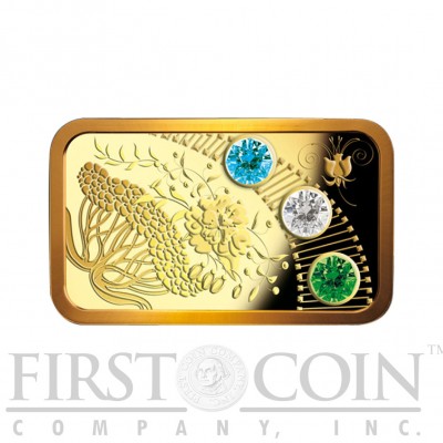 Niue Spring Magic Year of Happiness Gold Coin Swarovski crystals 2013